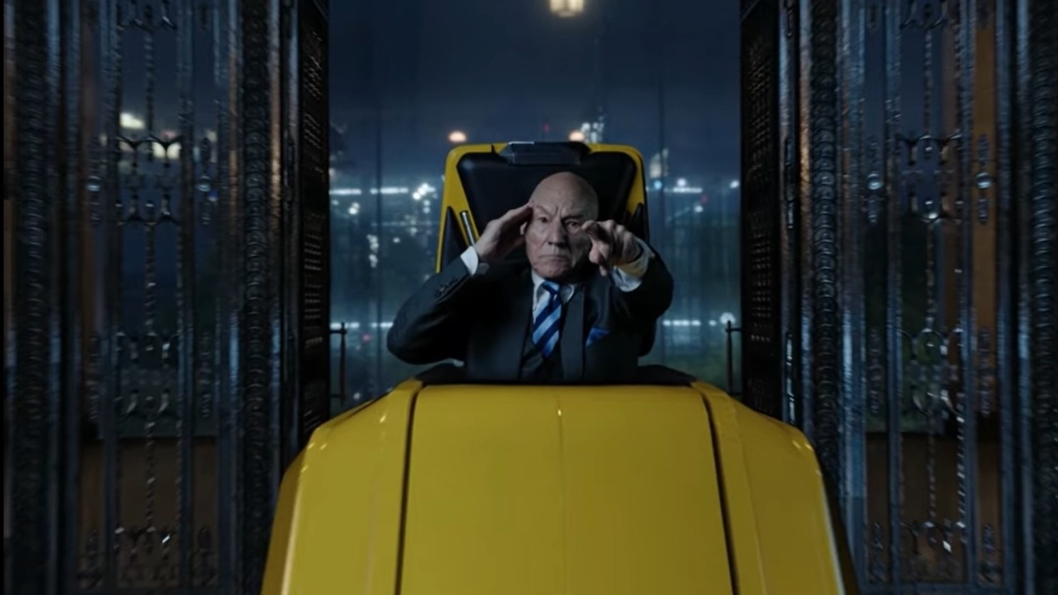 Patrick Stewart as Professor X, preparing to invade the mind of Scarlet Witch in &quot;Doctor Strange and the Multiverse of Madness&quot;