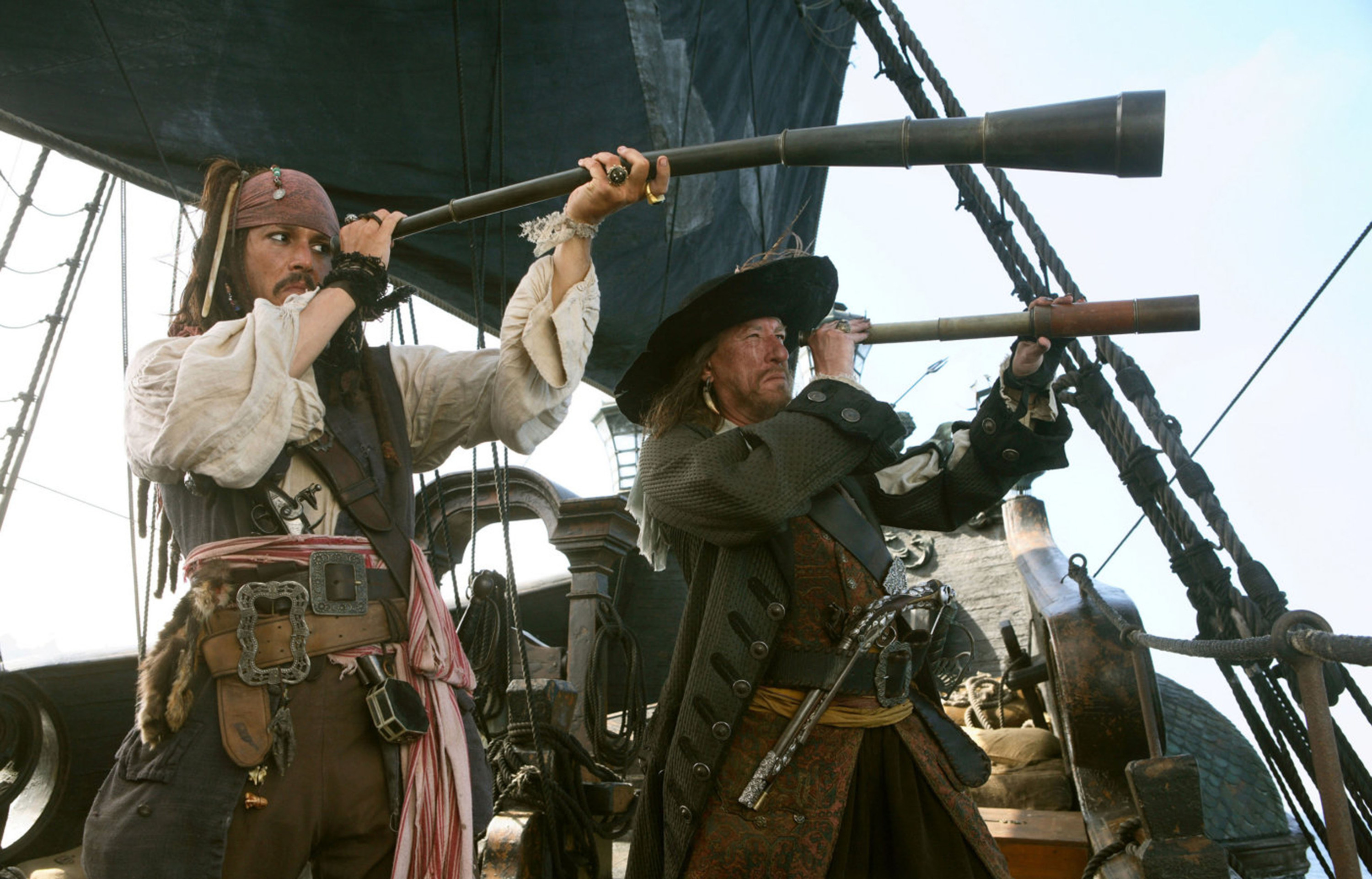 Johnny Depp and Geoffrey Rush play their iconic pirates in &quot;Pirates of the Caribbean: At World&#x27;s End&quot;