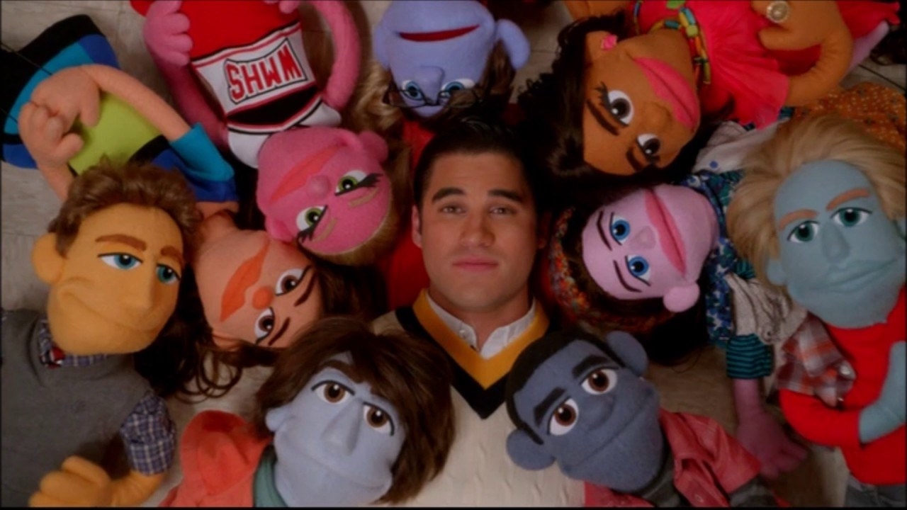 Blaine with puppets