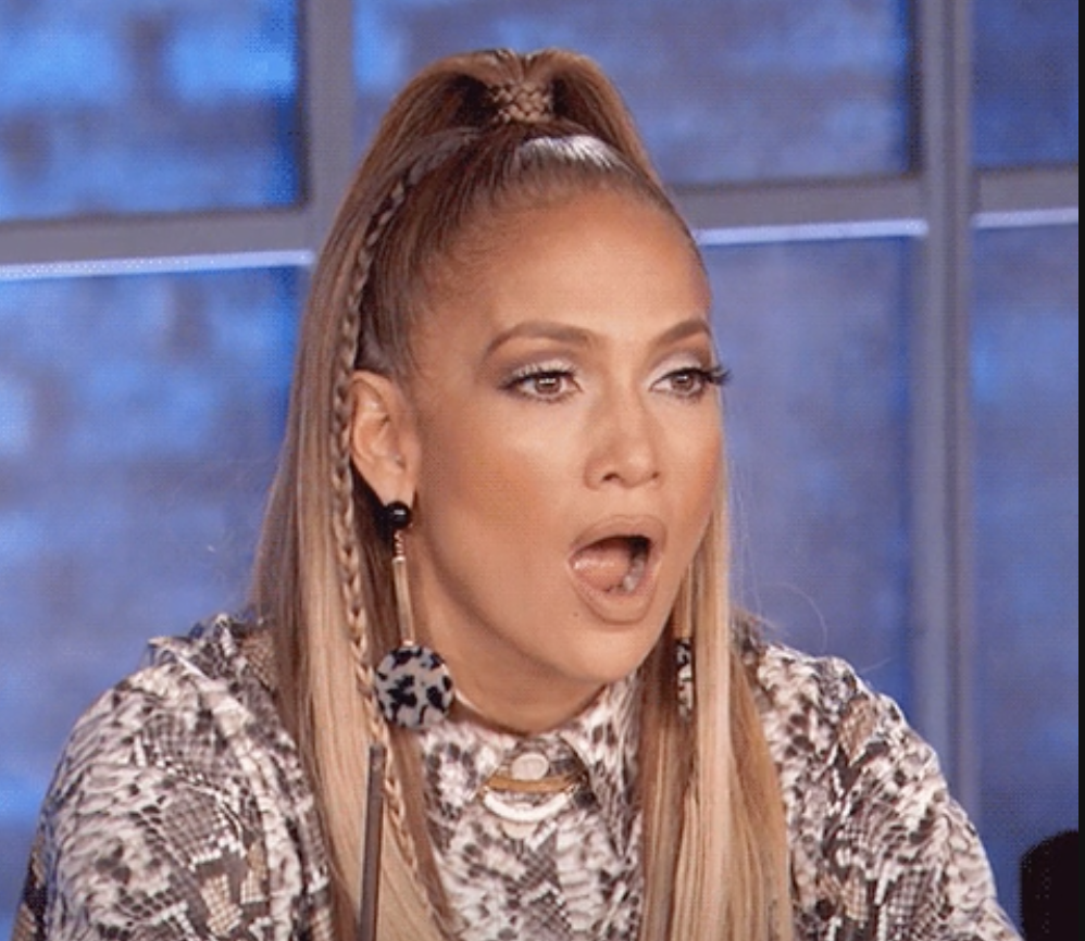 Jennifer Lopez looking shocked