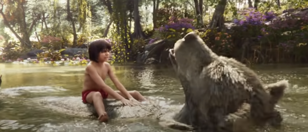 live-action version&#x27;s scene of Mowgli sitting on Baloo&#x27;s belly