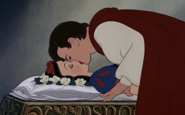 the prince kissing a sleeping Snow White