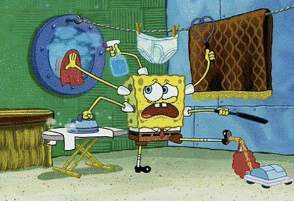 SpongeBob cleaning
