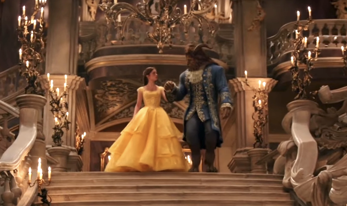 Live actors playing Belle and the Beast