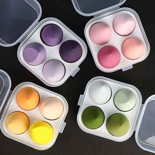 the sets of makeup sponges in their case on a plain background
