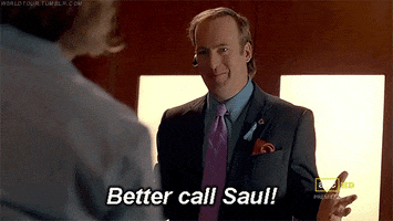 Saul Goodman from Better Call Saul talking to a client