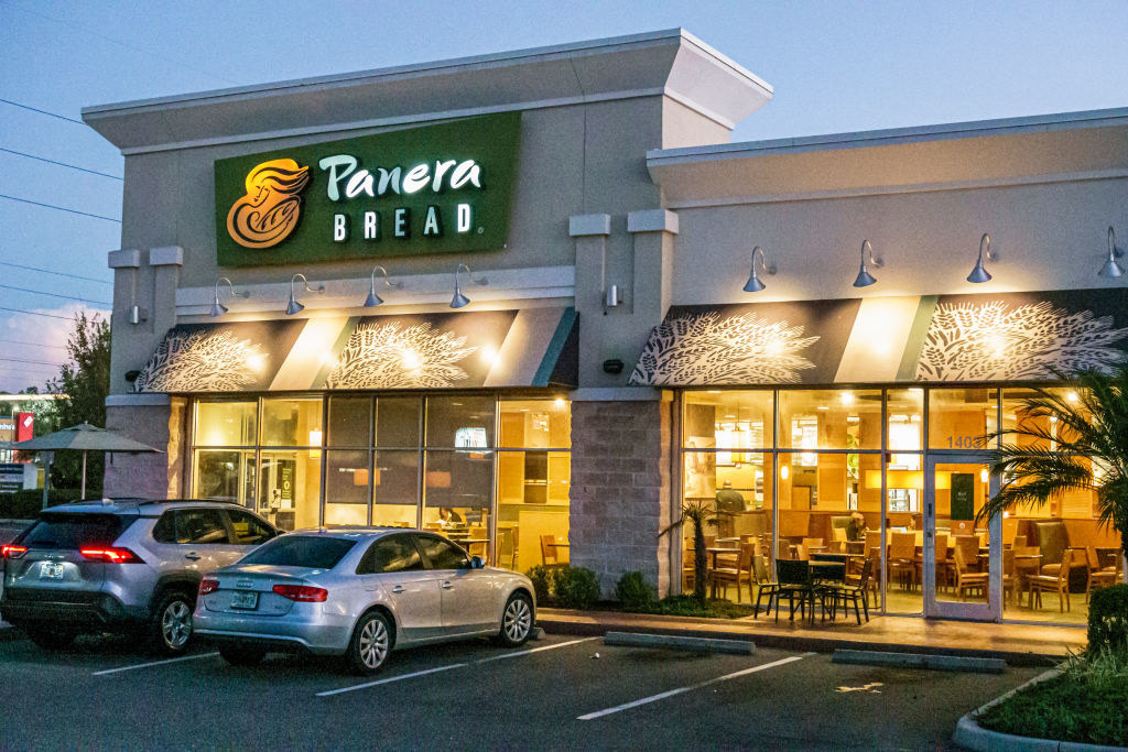 The outside of a Panera Bread restaurant