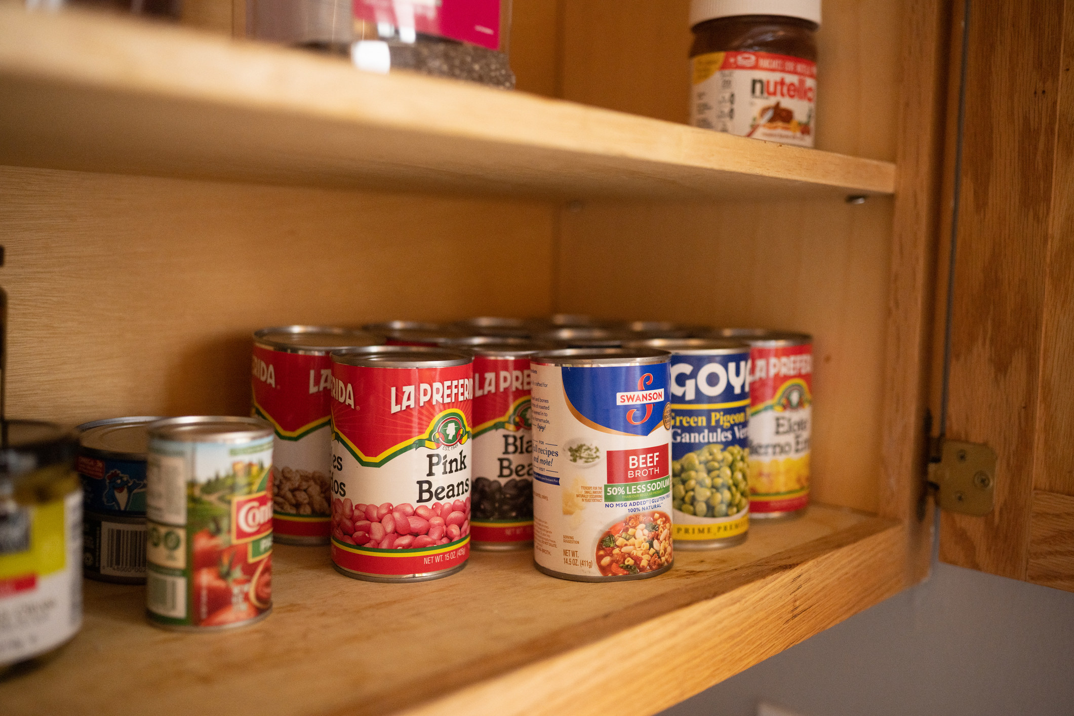 Canned food in a cabinet