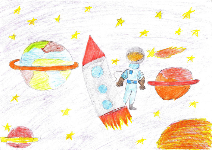 A child&#x27;s drawing of an astronaut