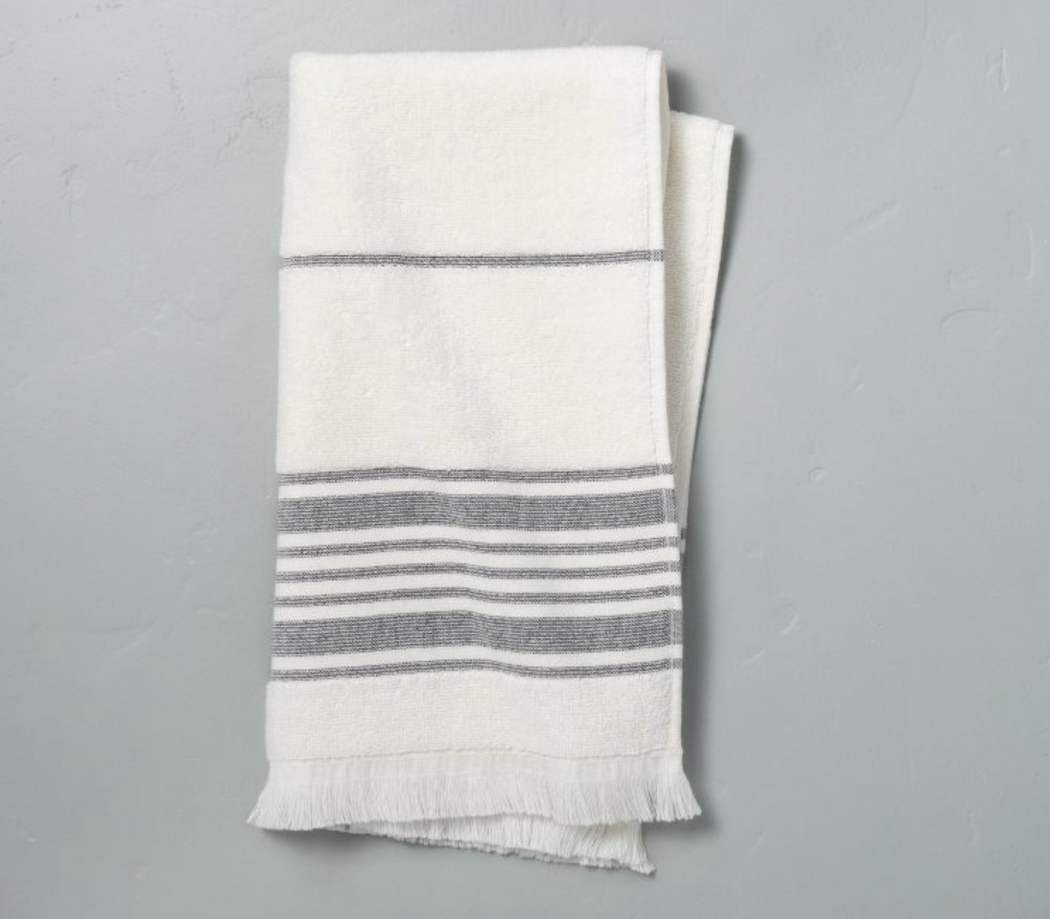 blue and white striped hand towel