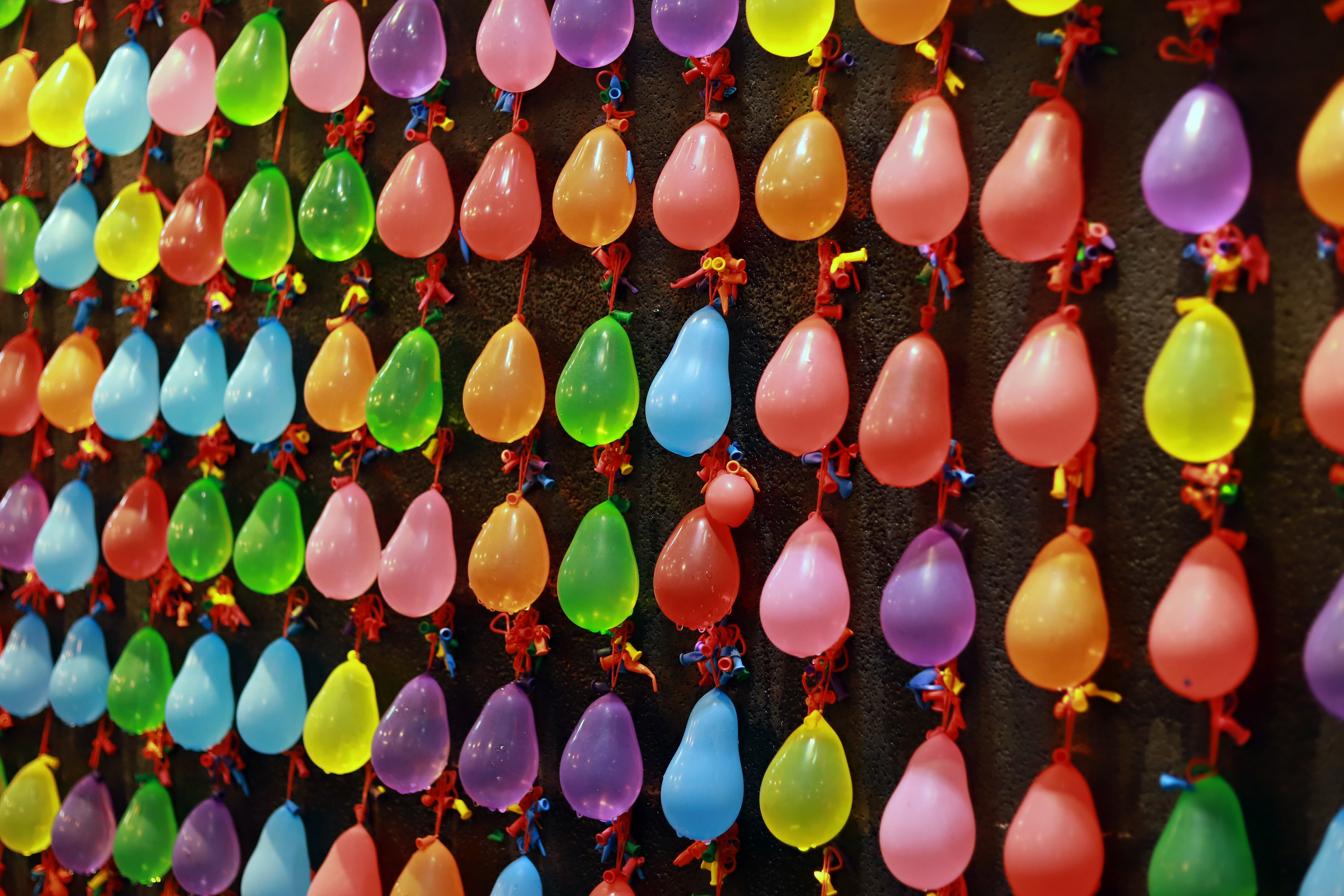 a wall of water balloons