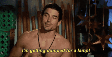 Jared Haibon shirtless saying &quot;I&#x27;m getting dumped for a lamp&quot;