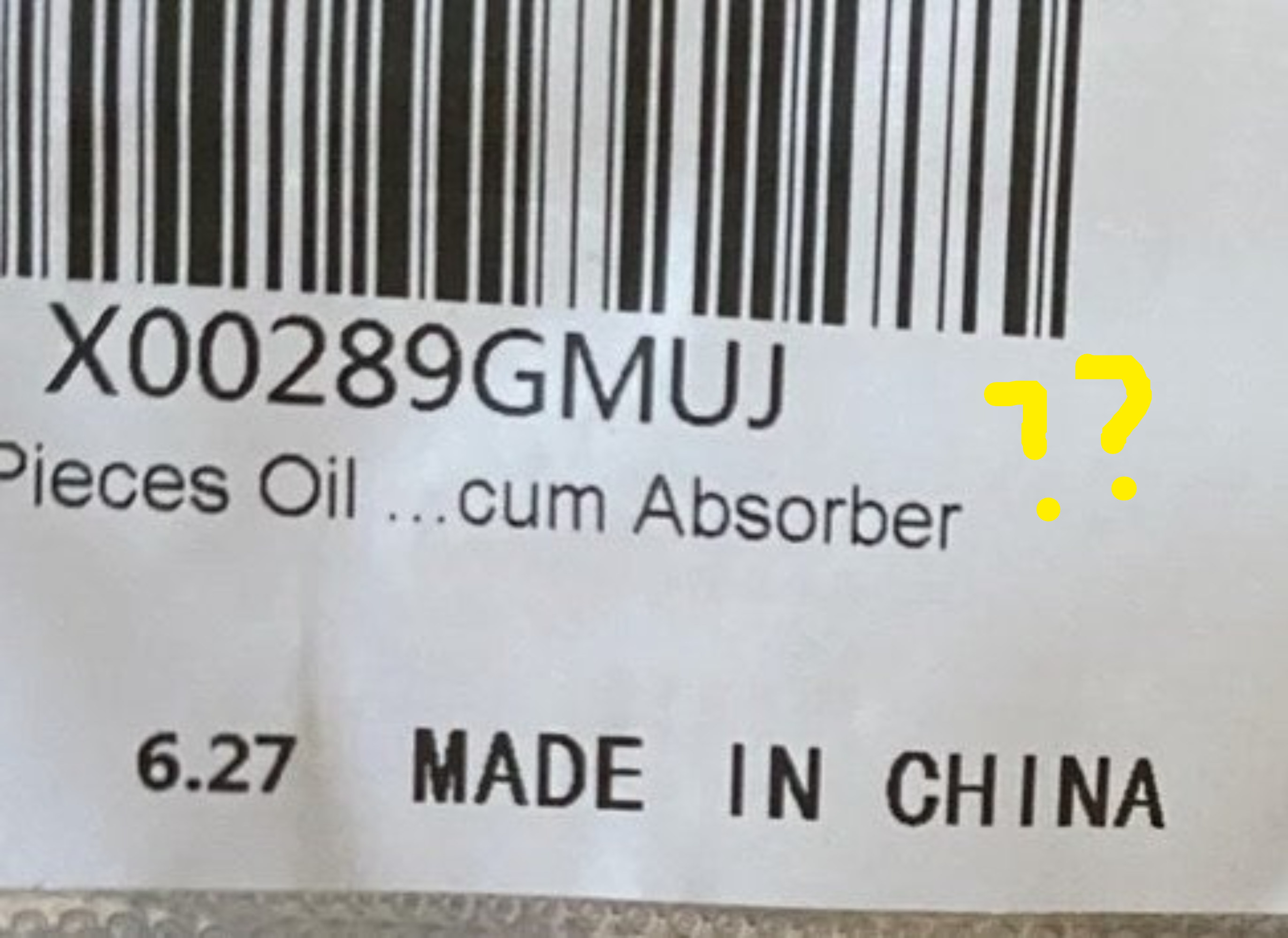 The item description on the package ends with &quot;cum absorber&quot;