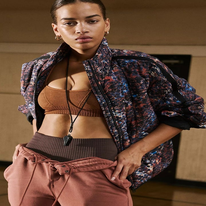 model wearing the puffer jacket