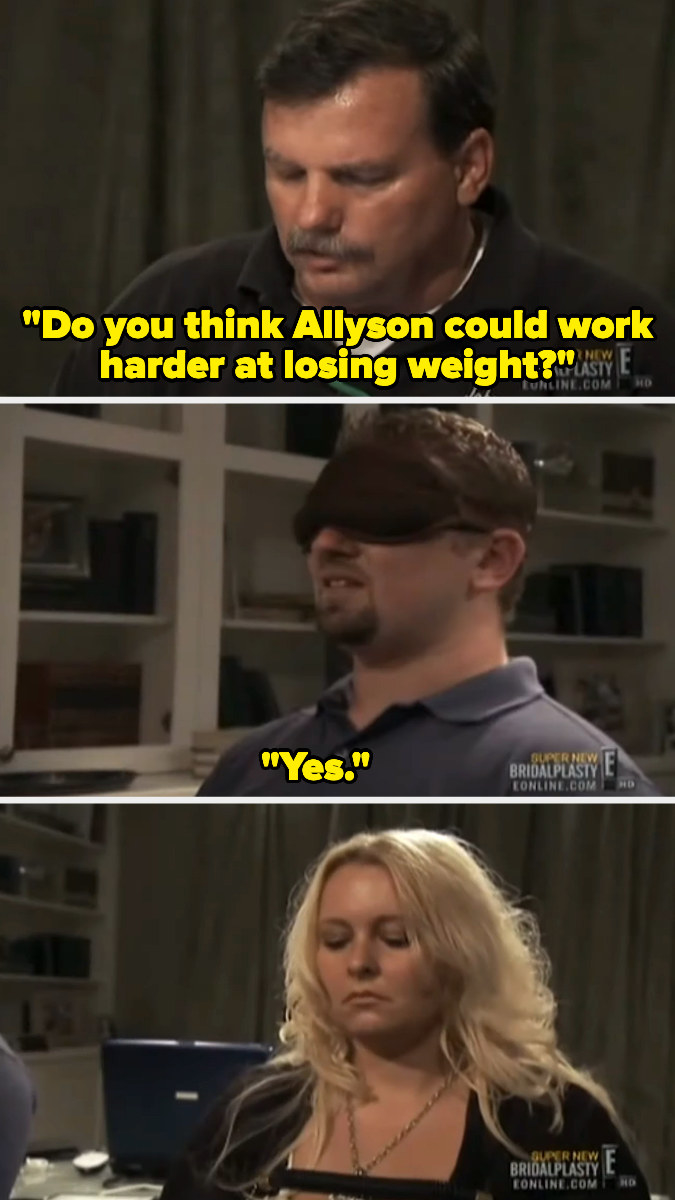 A man is asked if his fiancé could work harder at losing weight, and he says yes