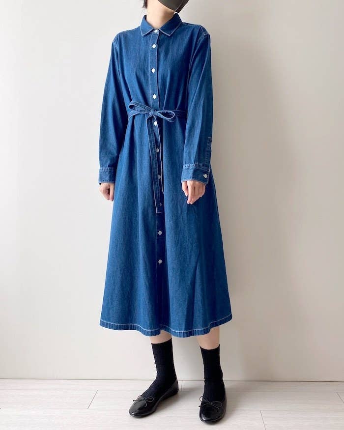 あず様 ユニクロ ユニクロユー デニムロングシャツワンピース L  