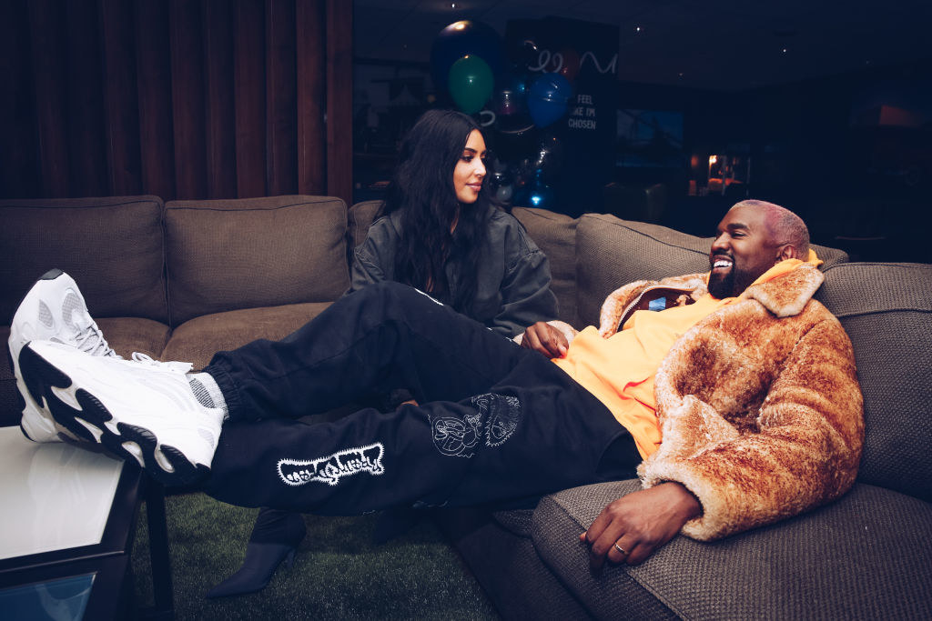 kim and kanye on a couch