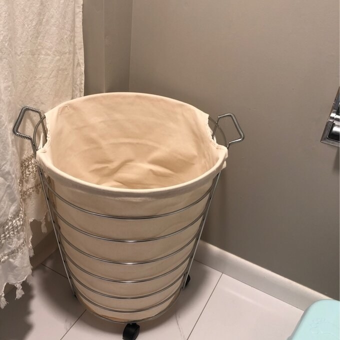 reviewer&#x27;s picture of the laundry hamper