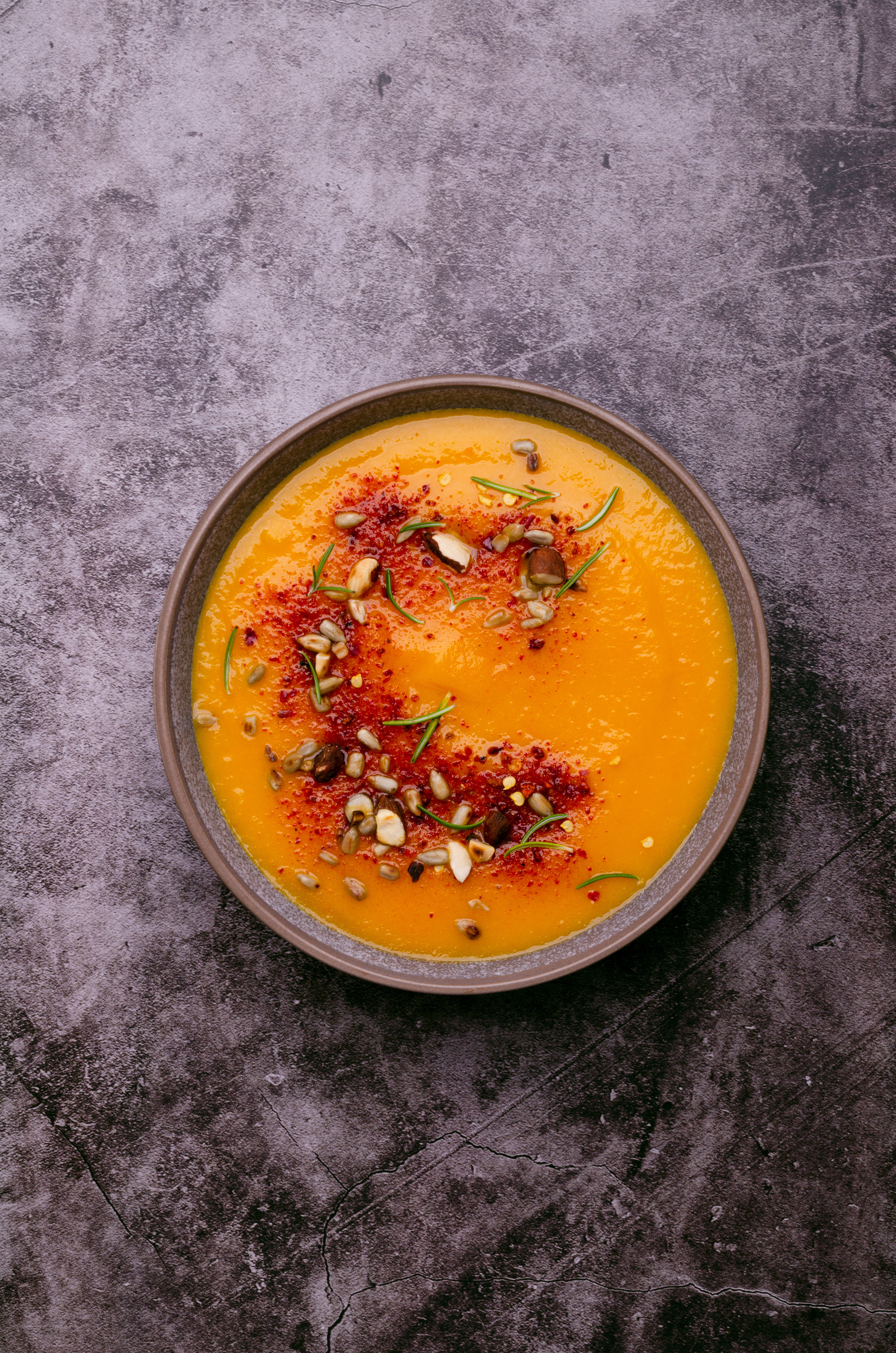 Butternut squash soup with red pepper