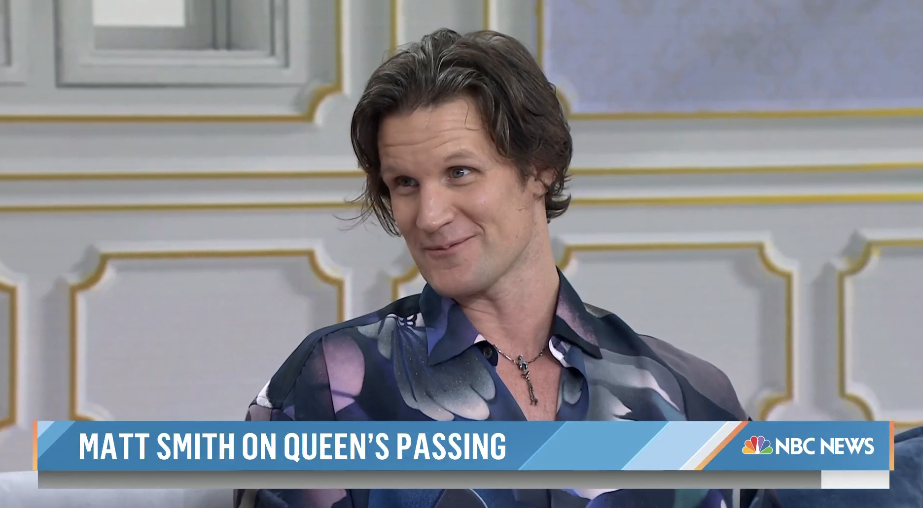 Matt on the Today show with the caption &quot;Matt Smith on Queen&#x27;s passing&quot;