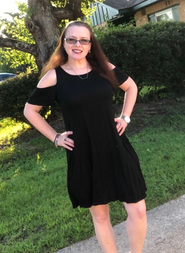 reviewer in the black dress