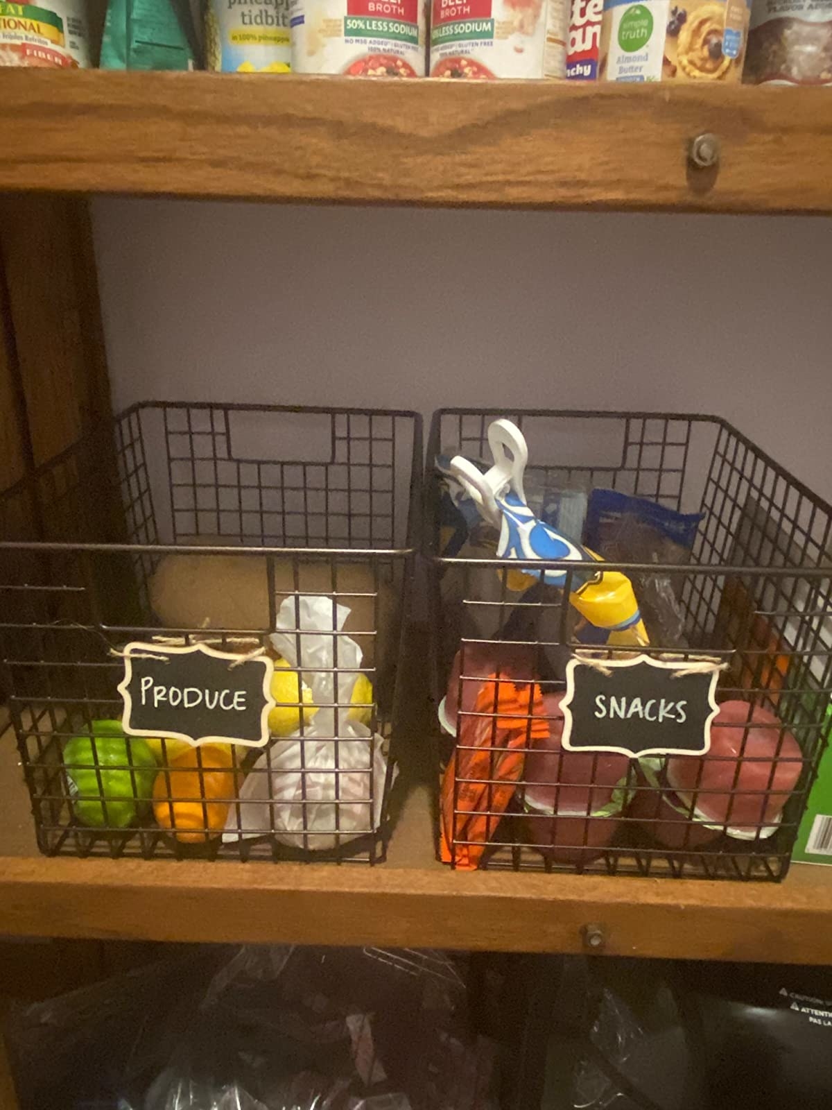 Reviewer image of wire baskets in a pantry