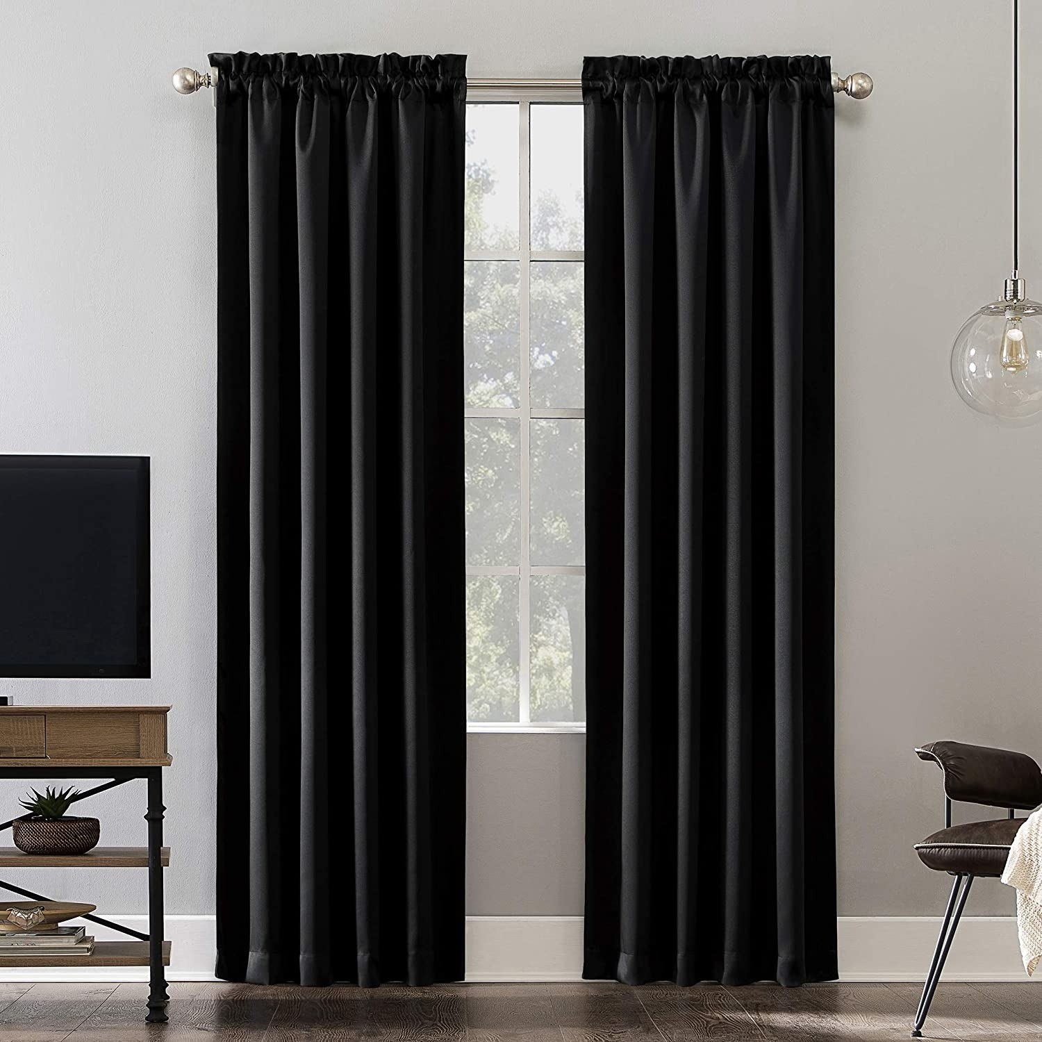 Panel de cortina negra con aislamiento térmico