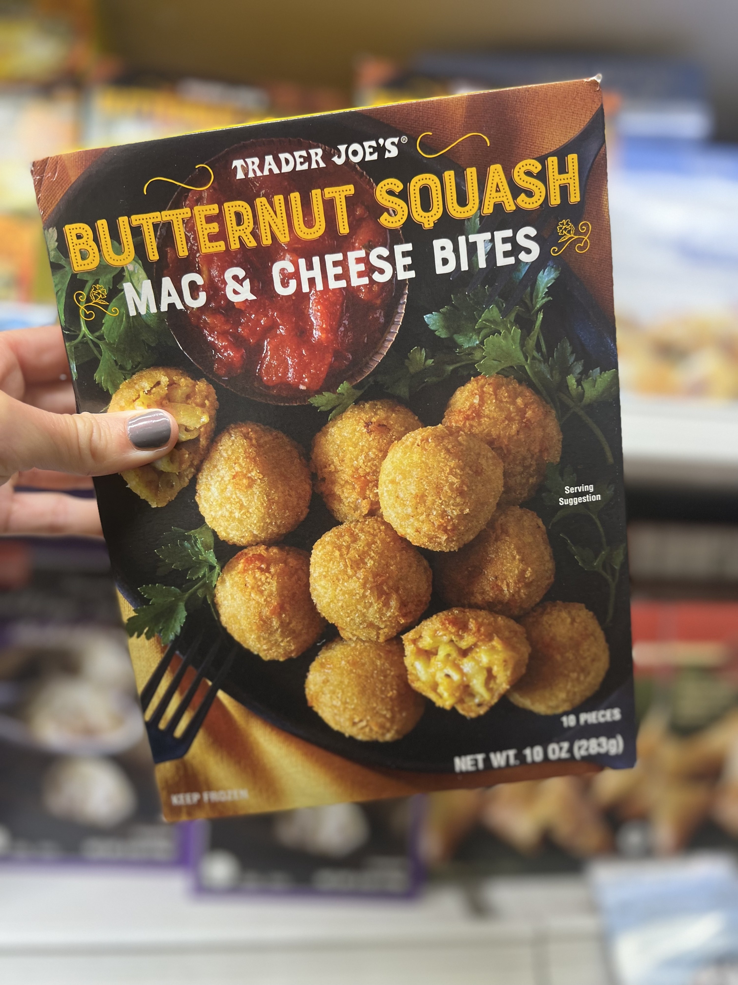 A box of Butternut Squash Mac &amp; Cheese Bites