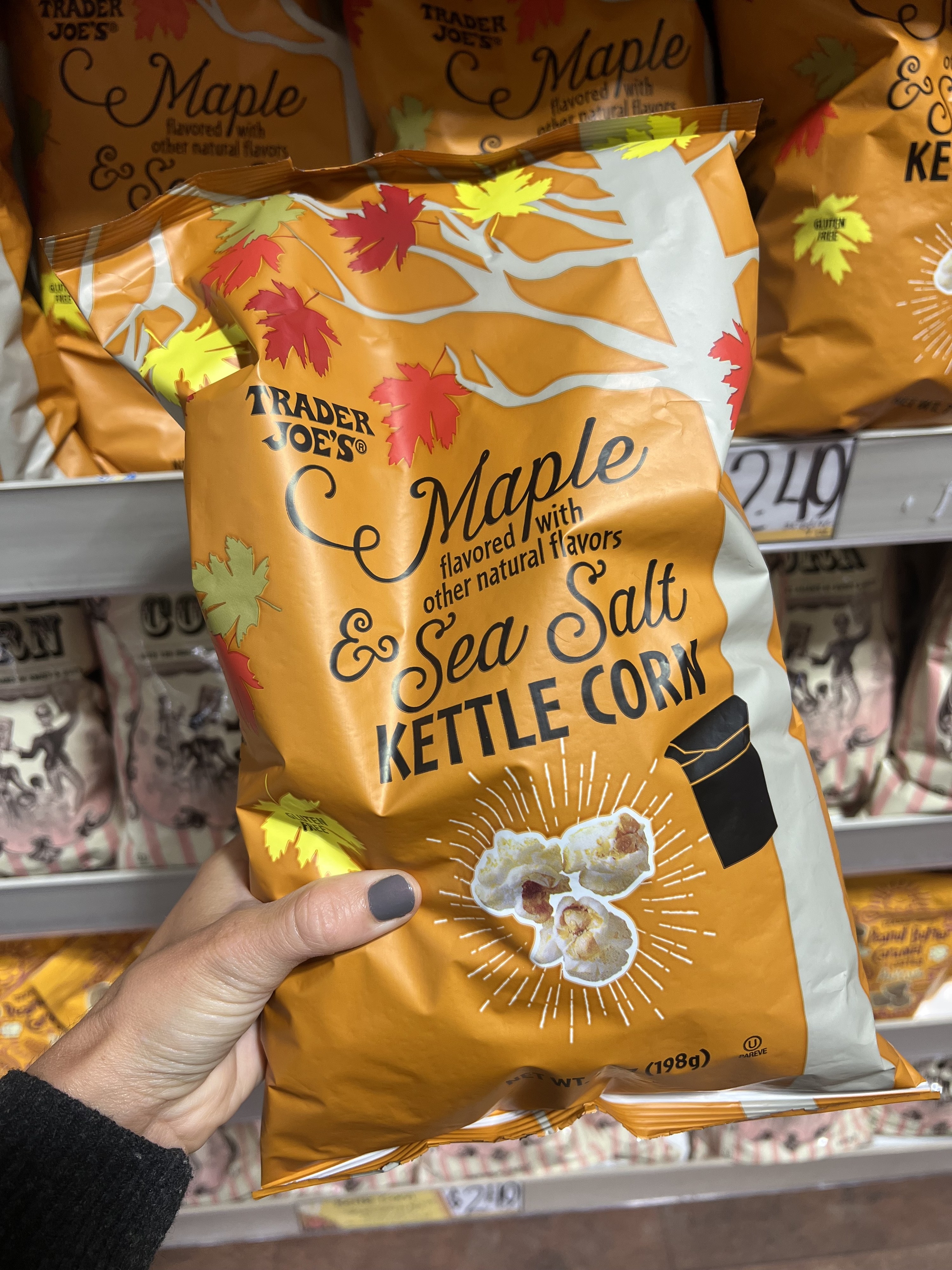 A bag of Maple Sea Salt Kettle Corn