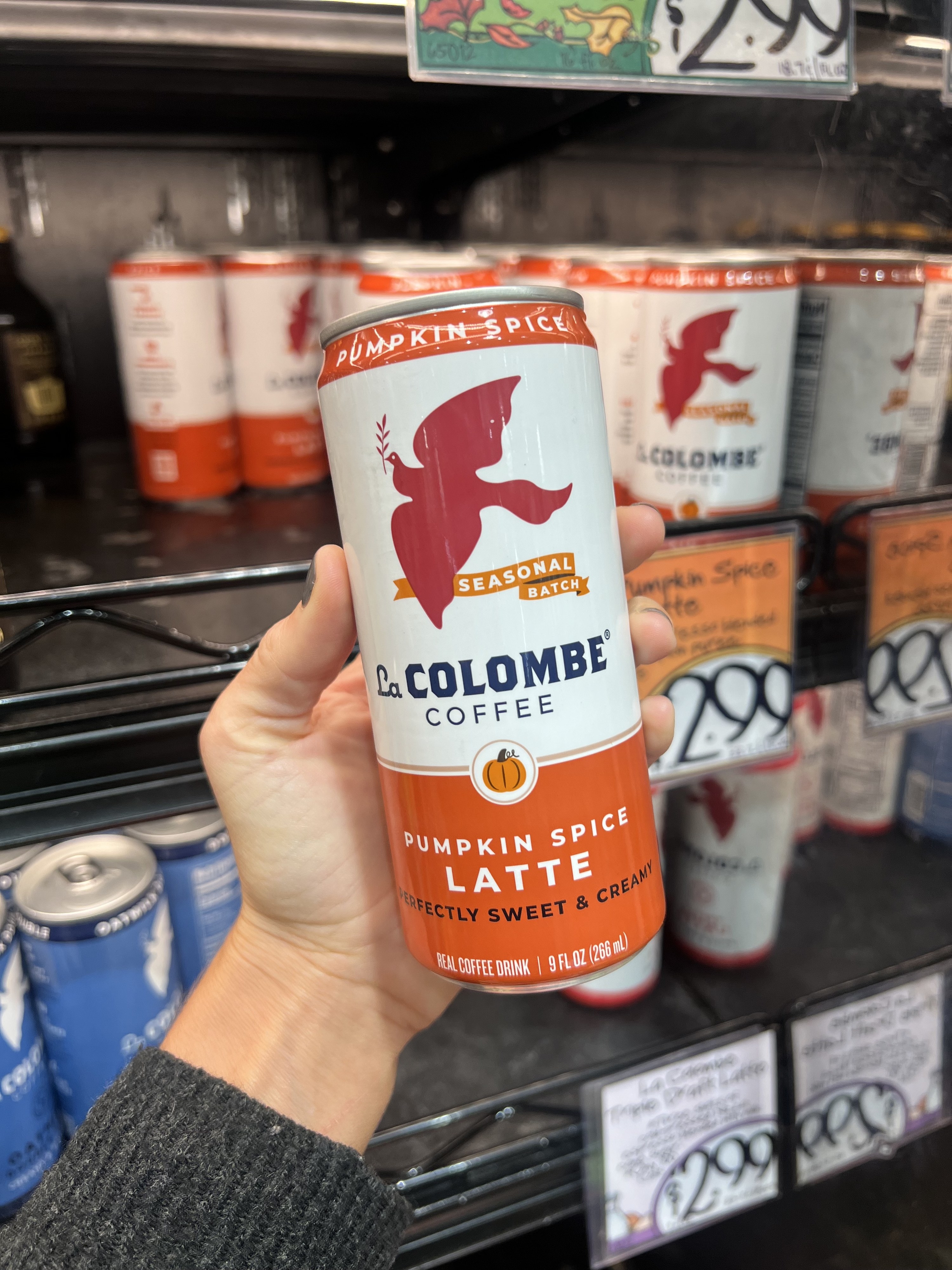A can of La Colombe Pumpkin Spice Latte
