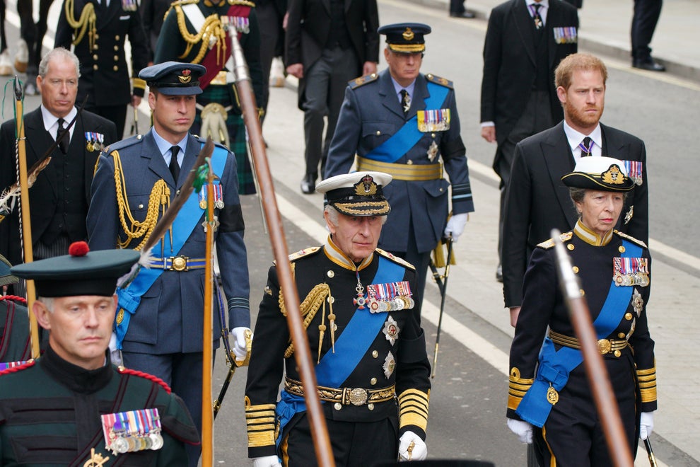 Royal Family Members At Queen Elizabeth's Funeral Procession