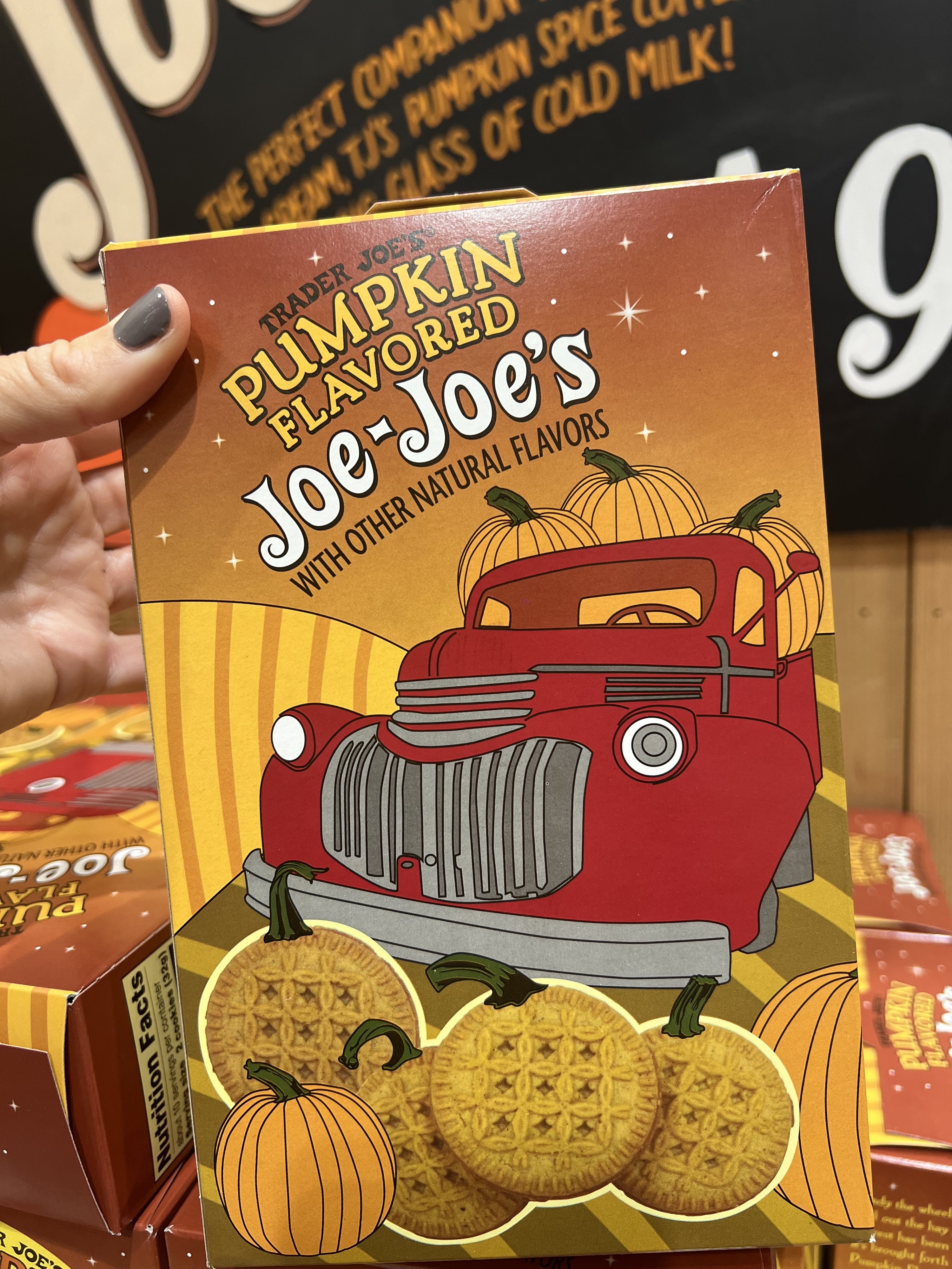 A box of Pumpkin Flavored Joe-Joes