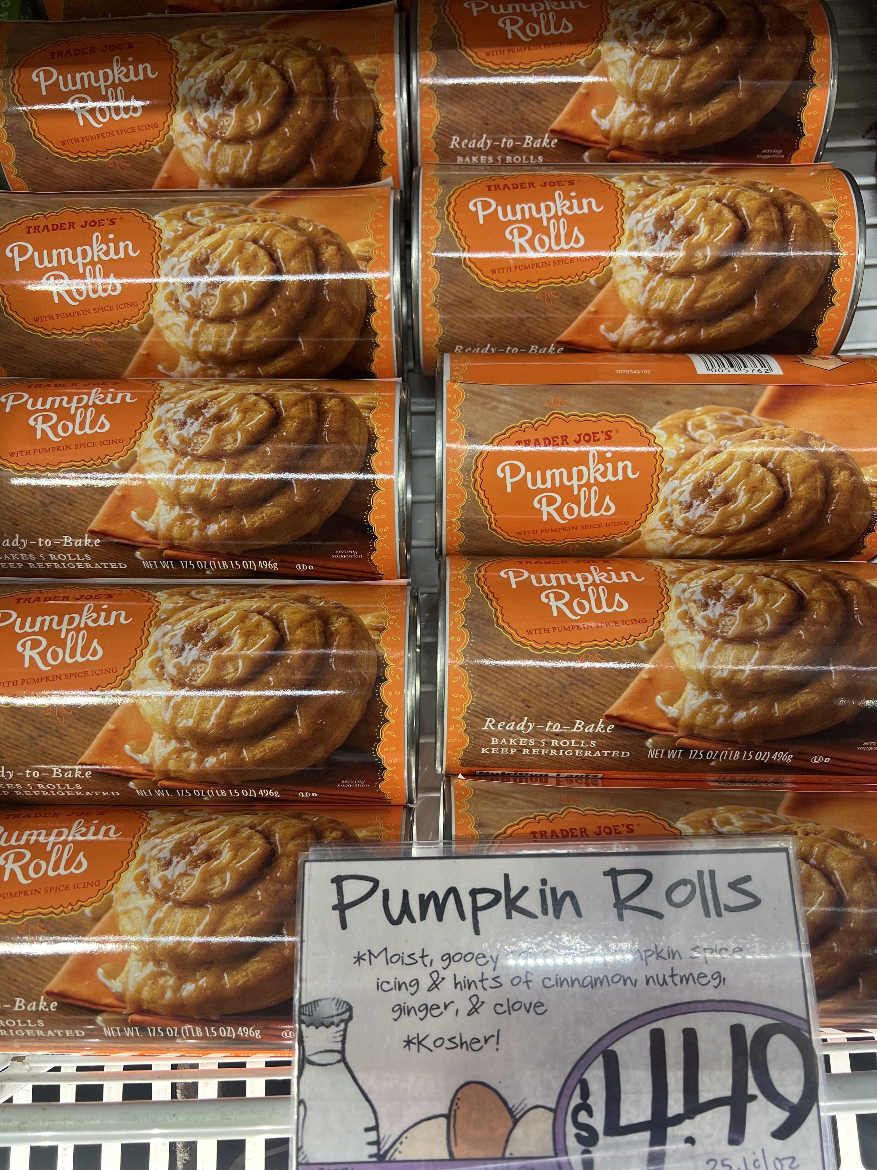 Rubes of refrigerated pumpkin rolls