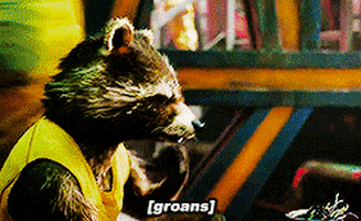 Rocket Raccoon from Guardians of the Galaxy groaning