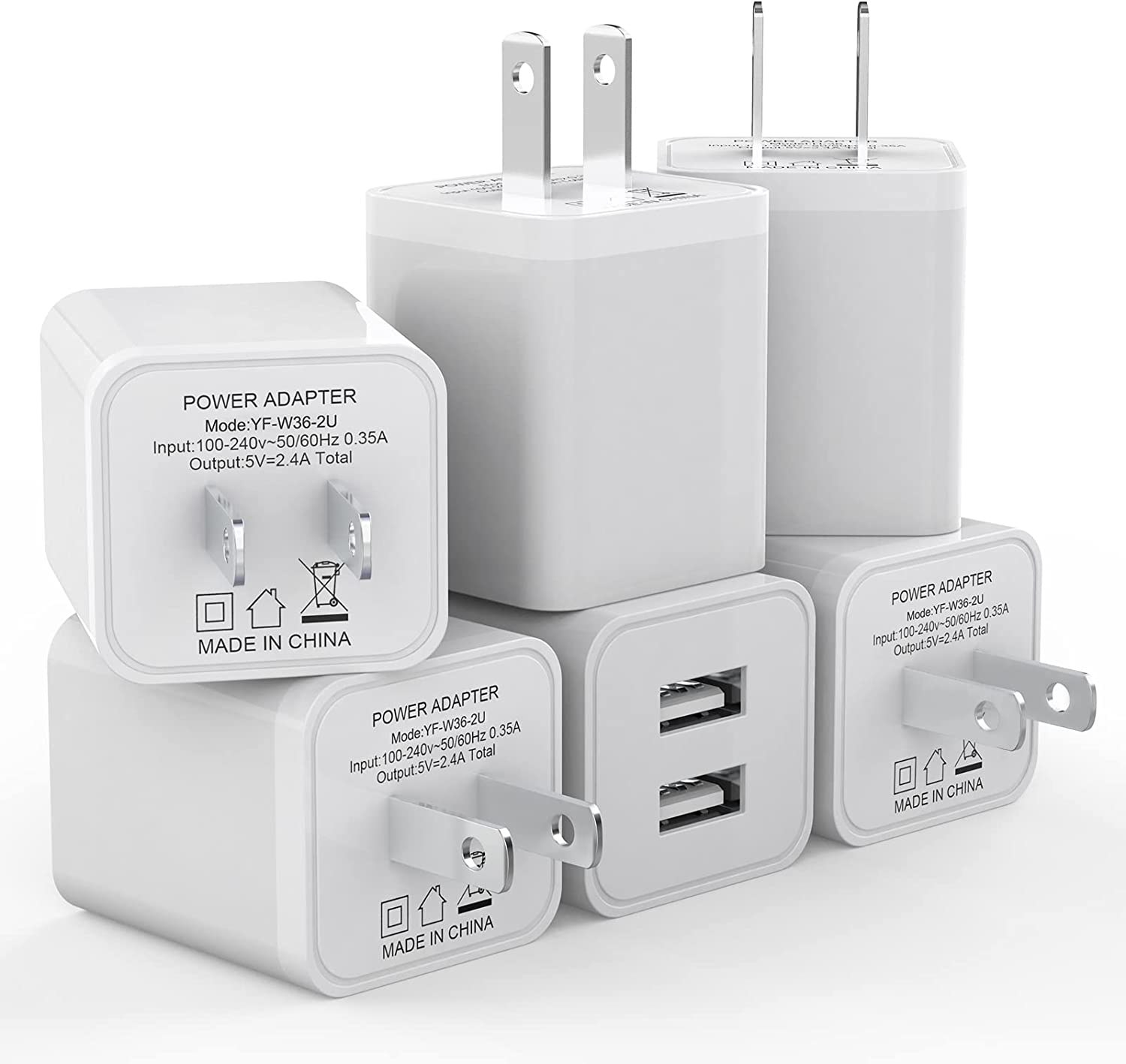 the pack of white USB wall chargers