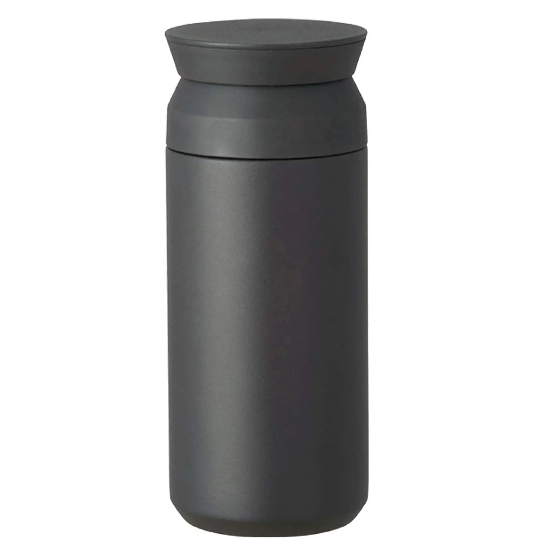 A simplistic black tumbler with angular screw top lid