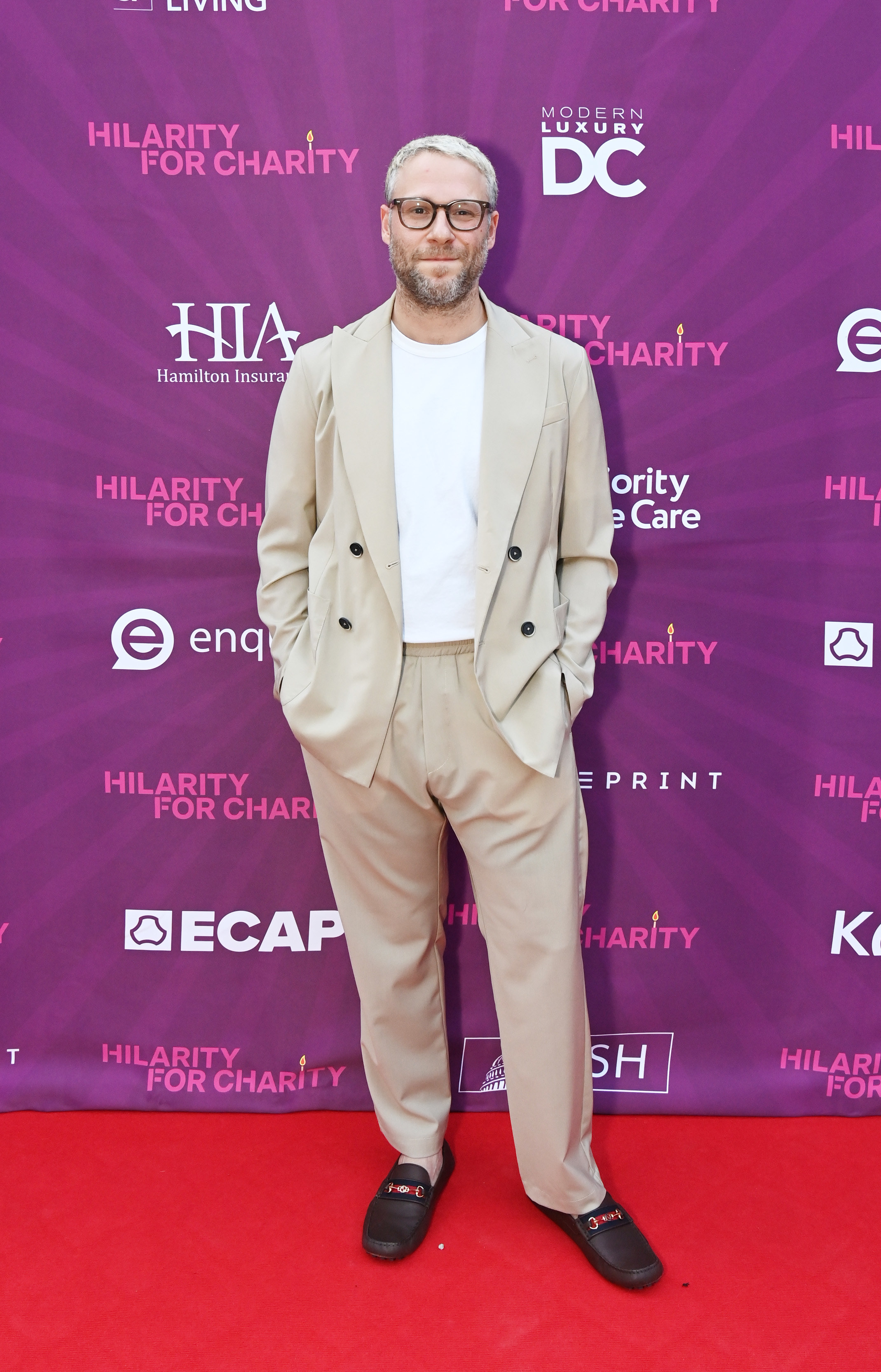 Set in a casual suit on the red carpet