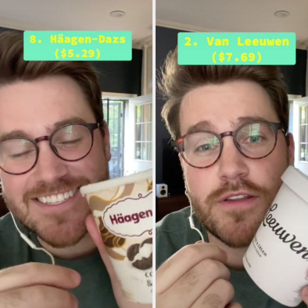 author talking about ice creams in screenshots from Tasty video on TikTok