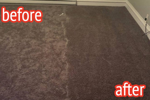 a before and after photo for a pet hair broom
