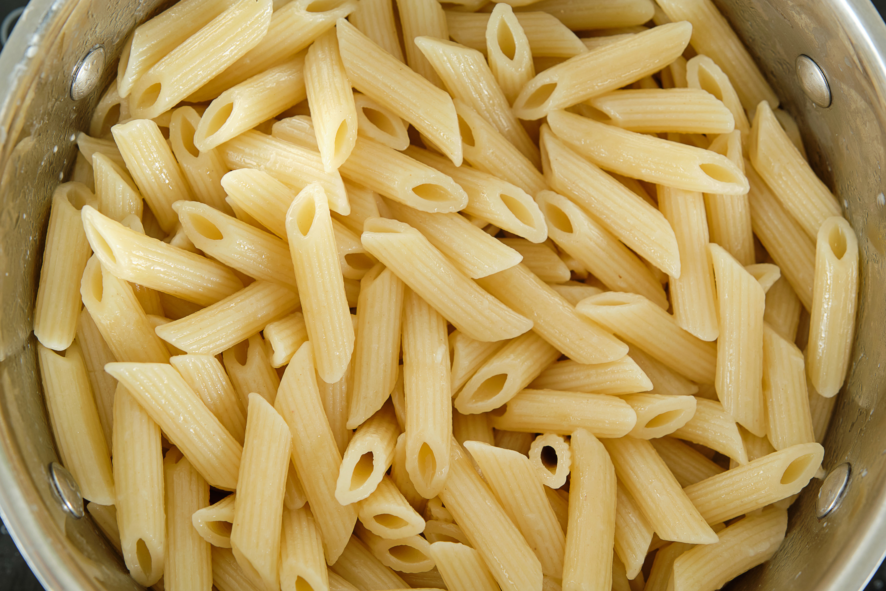 cooked pasta in a large bowl