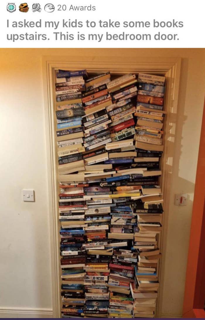 books filling up a door frame