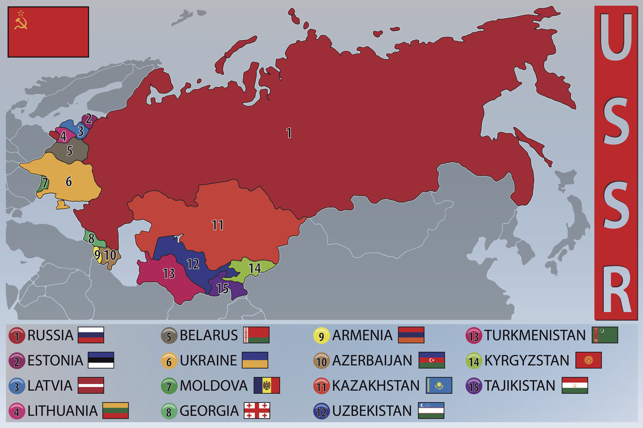 The USSR on a map