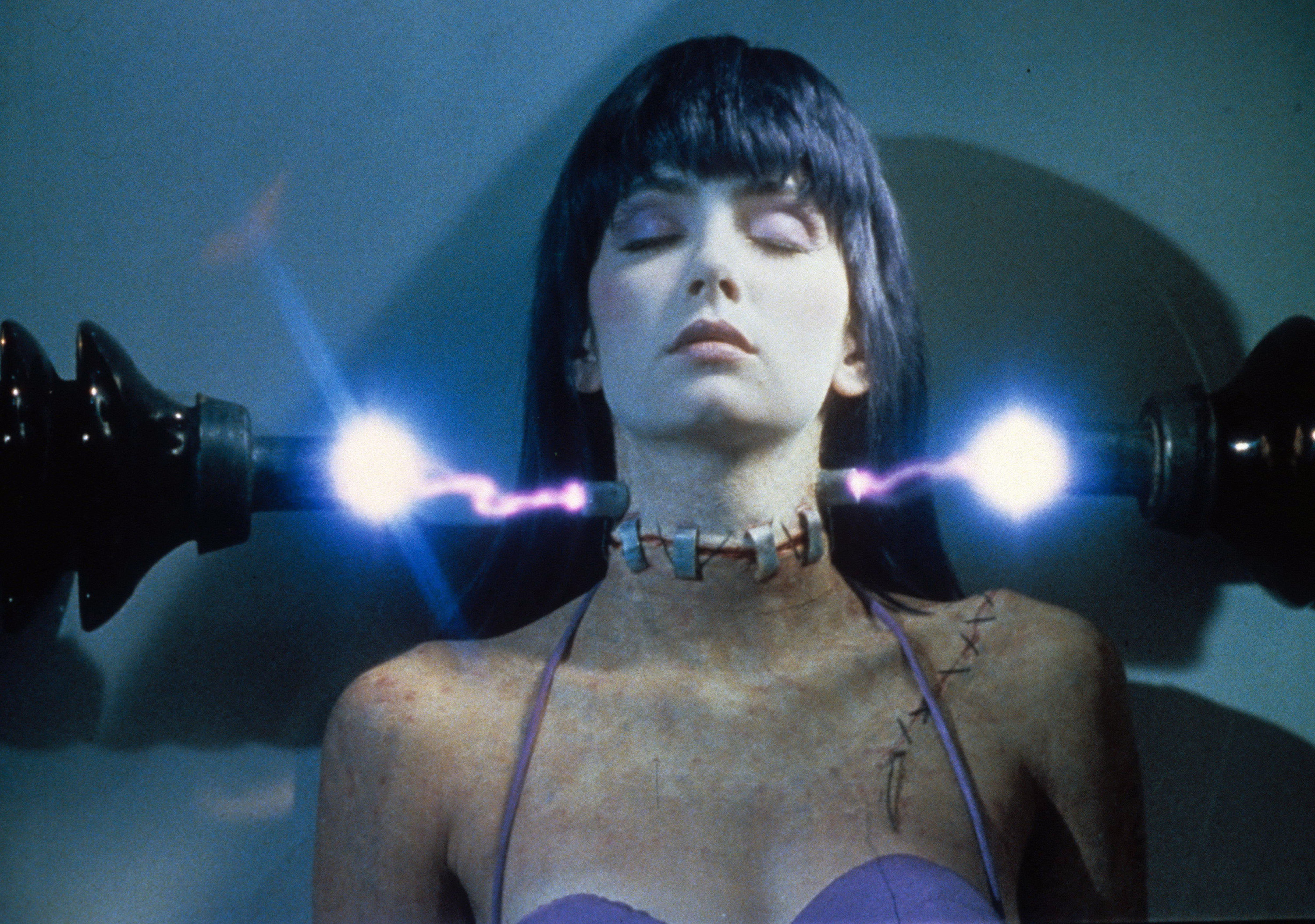 Patty Mullen gets electrified in a patchwork body in &quot;Frankenhooker&quot;