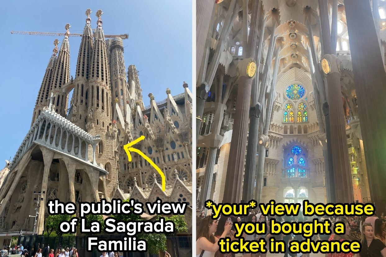 exterior of La Sagrada Familia, inside the cathedral