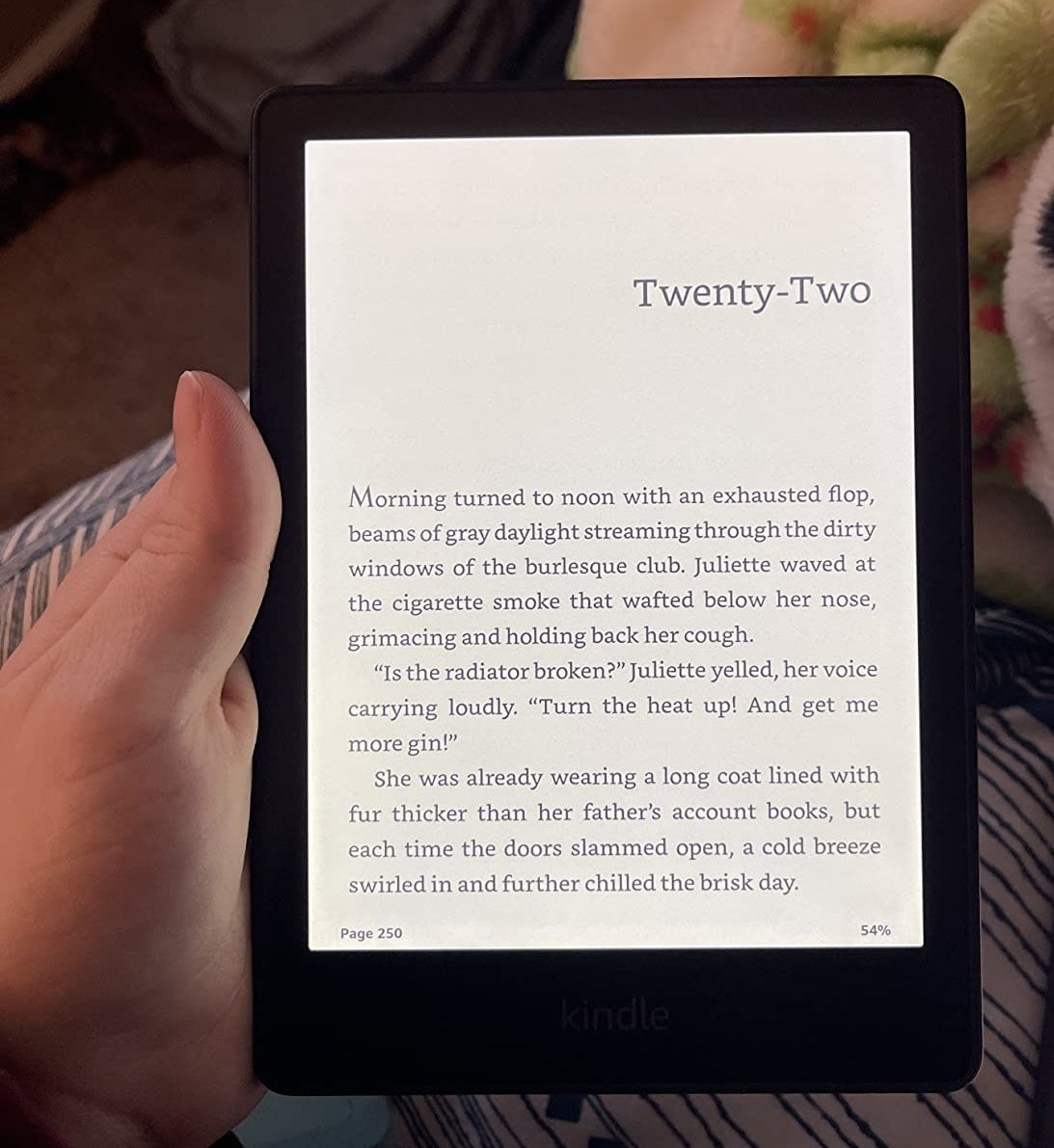 reviewer&#x27;s photo of the kindle paperwhite