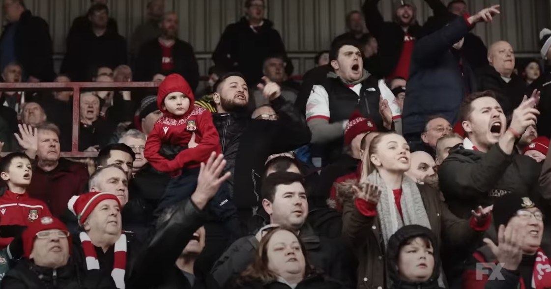 Wrexham fans in the stands upset at a call