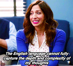 Woman saying &quot;The English language cannot fully capture the depth and complexity of my thoughts&quot;