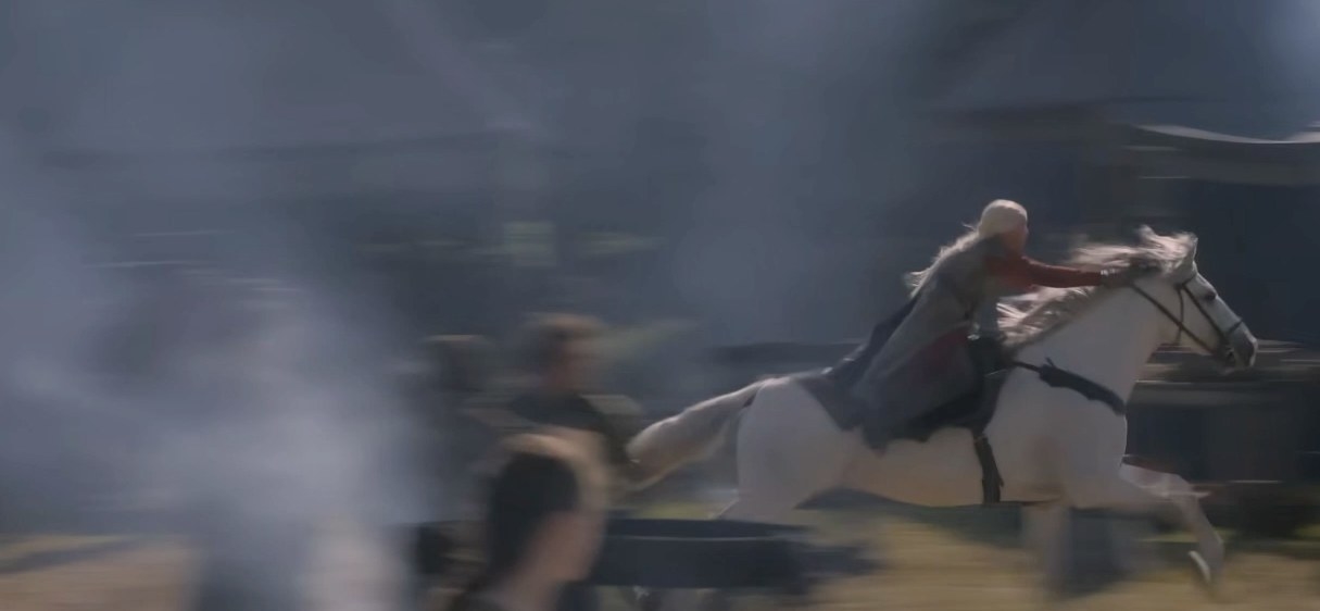 Rhaenrya races away on a horse