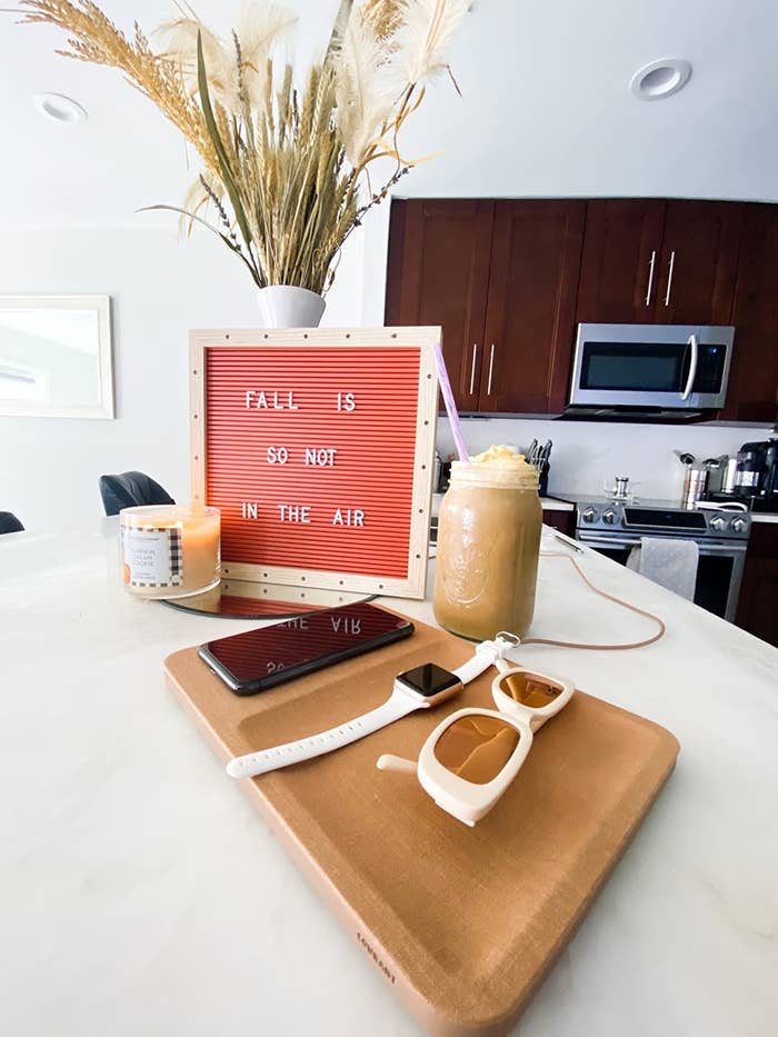 a reviewer&#x27;s charging station in their kitchen