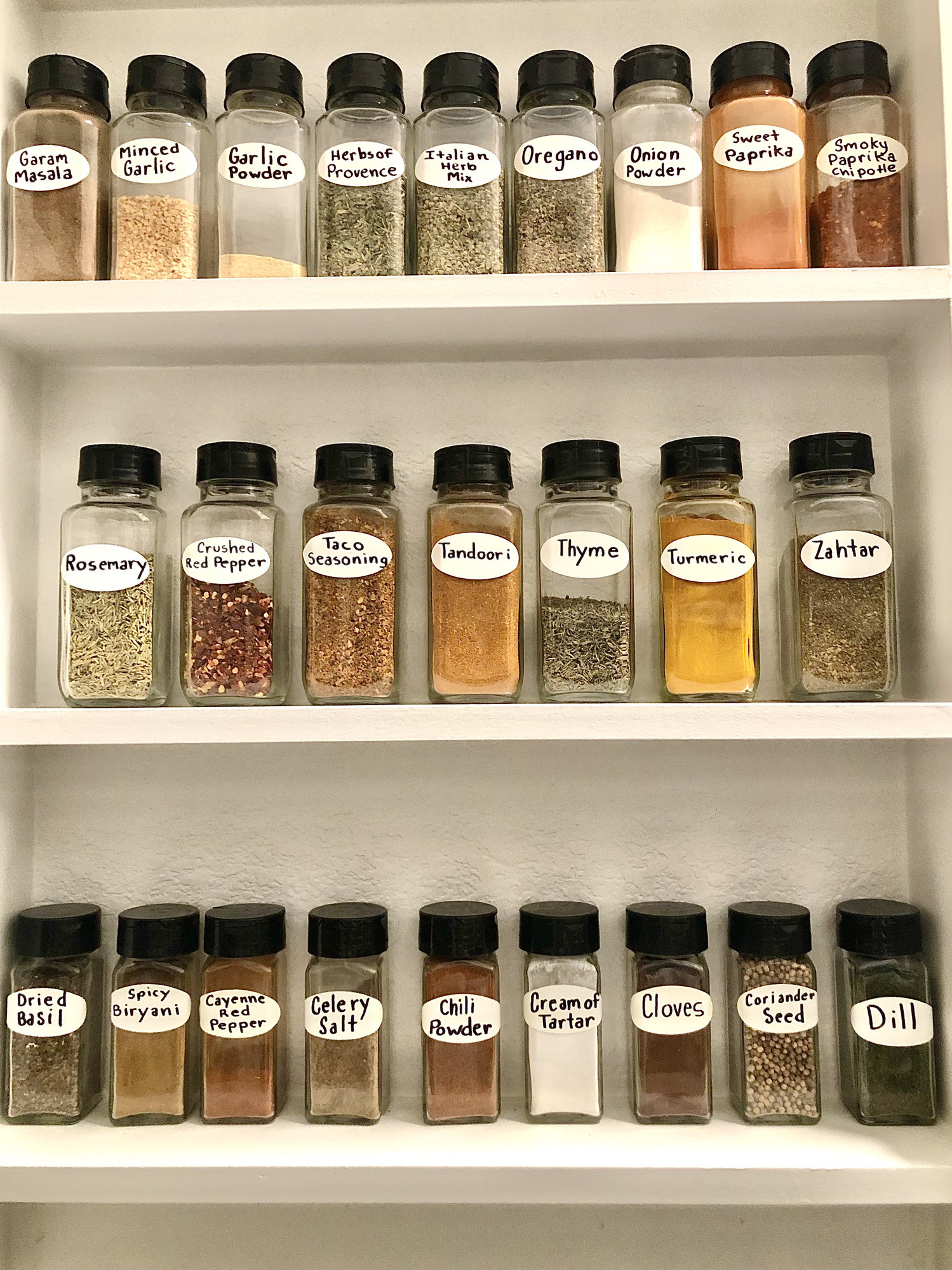 Different spice jars.